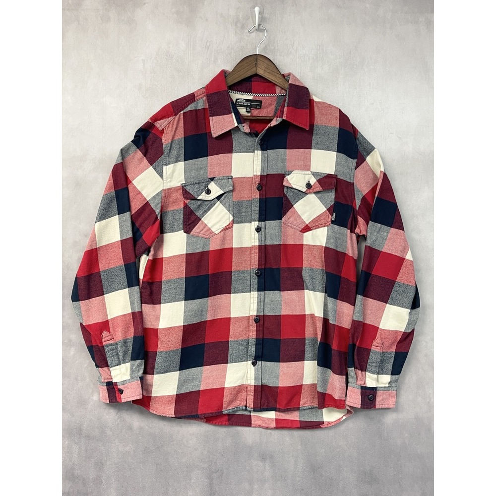 Vans Men Flannel Shirt Size XL Plaid Long Sleeve Button Down Skater Grunge Indie